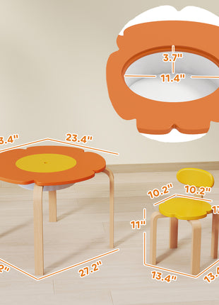 5 Piece Kids Table and Chairs Set, Toddler Table and Chair Set with Built-in Storage, for Nursery, Living Room, Playroom