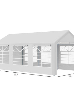 10' x 20' Heavy Duty Party Tent & Carport with Removable Sidewalls and Double Doors, Large Canopy Tent, Sun Shade Shelter, for Parties, Wedding, Outdoor Events, BBQ, White