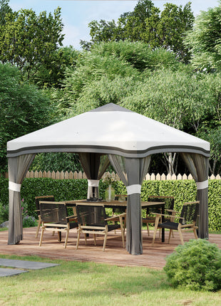 10' x 10' Pop Up Canopy Tent with Netting, Instant Tents for Parties, Height Adjustable, with Wheeled Carry Bag and 4 Sand Bags for Outdoor, Garden, Patio, Gray