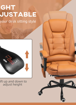 7-Point Vibrating Massage Office Chair High Back Massaging Office Desk Chair with Lumbar Support, Footrest, Light Brown
