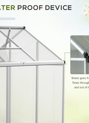 6' L x 6' W Walk-In Polycarbonate Greenhouse with Roof Vent for Ventilation & Rain Gutter for Winter