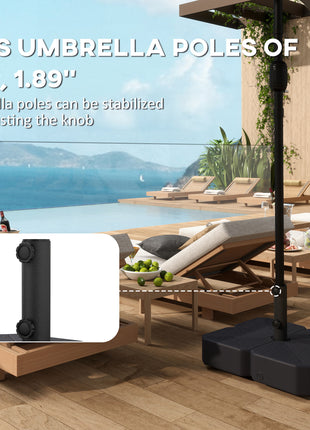 Patio Umbrella Base with Wheels Outdoor Umbrella Stand Holder for 1.5"/1.9" Poles Black