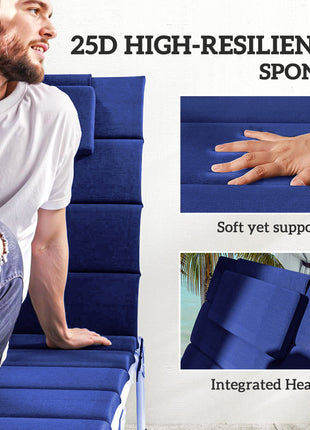 Foldable Chaise Lounge Cushion Set of 2, Outdoor Lounge Chair Cushion Set, UPF50+ 230gsm Olefin, 80" x 26" Dark Blue