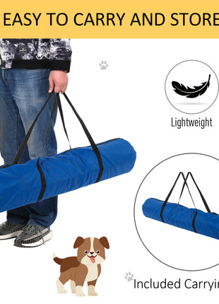 4 Piece Dog Agility Starter Kit with Adjustable Height Jump Bars, Included Carry Bag & Displacing Top Bar - Blue