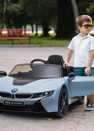 Licensed BMW I8 Coupe 6V Electric Car, Kids Ride-On Car, Battery Powered Toy with Remote Control Music Horn Lights Suspension for 37-96months Old, Blue