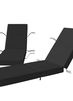 Set of 2 Chaise Lounge Cushion, 4" Thick Outdoor Lounge Chair Cushions with Ties for Patio, 21" x 72", Gray