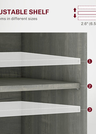 Kitchen Storage Cabinet, Sideboard Floor Cupboard with Solid Wood Top, Adjustable Shelf, and 3 Drawers, Light Gray