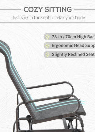 Outdoor Patio Glider Rocker, Metal High-Back Chair for Outdoor Use - Gray