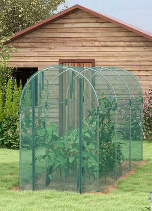 Galvanized Steel Crop Cage, Plant Protection Tent with Zippered Door, 4' x 12', Green