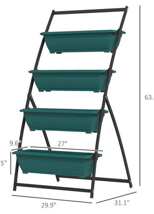4-Tier Vertical Raised Garden Planter with 4 Boxes, Outdoor Plant Stand Grow Container for Vegetable & Flowers, Green