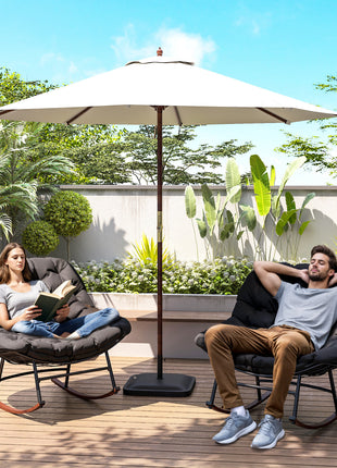 Outdoor Rocking Chair Patio Set of 2, Oversized Rocking Papasan Chairs with Cushions for Garden Porch, 265 lbs., Black