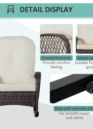 Outdoor PE Rattan Wicker Recliner Rocker Chair w/ Soft Cushion for Garden