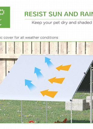 Large Chicken Coop Metal Chicken Run with Waterproof and Anti-UV Cover, Spire Shaped Walk in Fence Cage Hen House for Outdoor and Yard Farm Use, 1" Tube Diameter, 9.8' x 6.6' x 6.6'