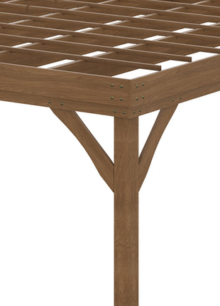 10' x 12' Outdoor Wooden Pergola, Grape Vine Gazebo with Concrete Anchors for Garden, Patio, Backyard, Deck, Brown