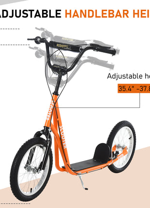 Youth Scooter Kick Scooter for Kids 5+ with Adjustable Handlebar Front and Rear Dual Brakes, Orange