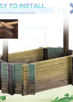 Wooden Wishing Well Raised Garden Bed, Ornamental Outdoor Flower Planter for flowers, herbs, vegetables, Rustic Brown