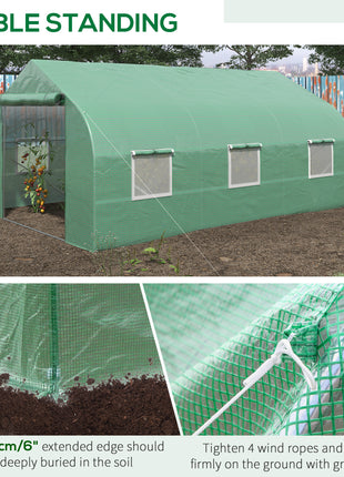 11.5' x 10' x 6.5' Outdoor Portable Walk-In Tunnel Greenhouse with Windows-Deep Green
