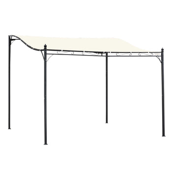 10' x 10' Steel Outdoor Pergola Gazebo, Patio Canopy with Weather-Resistant Fabric and Drainage Holes for Backyard, Deck, Garden, Cream White