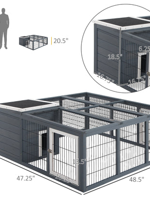 Rabbit Hutch, Waterproof Rabbit House for Small Animals, Gray