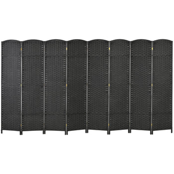 Folding Room Divider Screen 8 Panel 5.6 ' Tall Privacy Screen Freestanding Room Partition for Home Office, Black