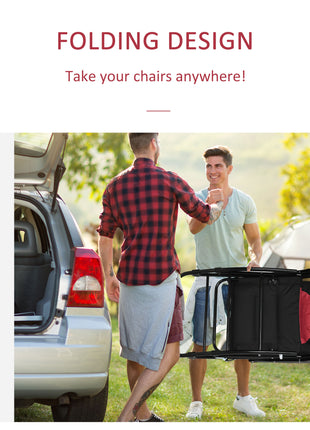 2 Piece Outdoor Patio Furniture Set with 2 Folding Padded Rocking Chairs, Bistro Style for Porch, Camping, Balcony, Red