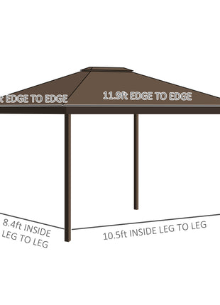 10' x 12' Hardtop Gazebo with Curtains and Netting, Permanent Pavilion Metal Single Roof Gazebo Canopy with Aluminum Frame and Hooks, for Garden, Patio, Backyard, Gray