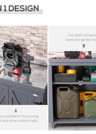 Outdoor Storage Cabinet, Outdoor Tool Shed with Galvanized Top and Two Shelves for Yard Tools or Pool Accessories, Gray