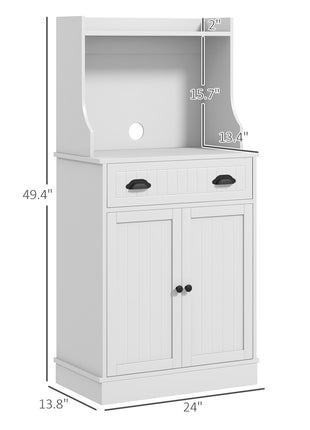 Kitchen Microwave Cabinet with Drawer, Cabinet and Adjustable Shelf, Buffet Cabinet with Hutch for Dining Room, White