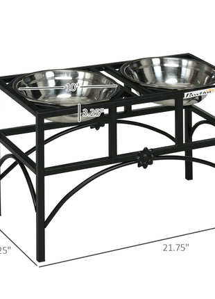 Elevated Dog Bowls, Double Stainless Steel Heavy Duty Dog Food Bowl Elevated Pet Feeding Station, 14" H