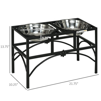 Elevated Dog Bowls, Double Stainless Steel Heavy Duty Dog Food Bowl Elevated Pet Feeding Station, 14" H
