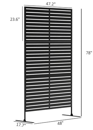 Decorative Privacy Fence Screen, Metal Outdoor Privacy Screen Climbing Plant Trellis with Stand, 78" H x 48" W, Black