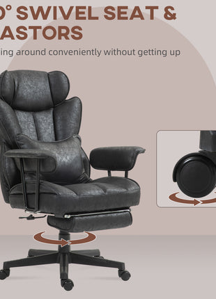 396lbs. Big and Tall Office Chair, Executive Office Chair with Footrest, Lumbar Support, and Reclining Function, Black