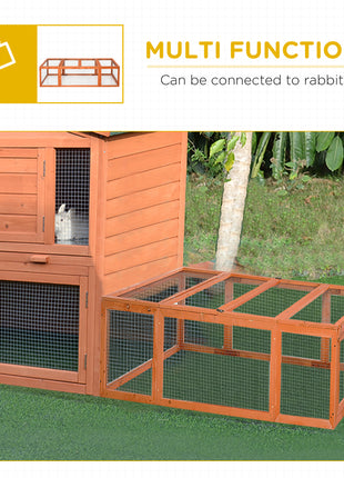 Large Wooden Rabbit Hutch Small Animal Habitat Enclosure Outdoor Run and Lockable Doors - Natural