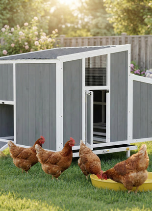 Chicken Coop, Wooden Chicken House for 4-6 Hens, Outdoor Hen House with Nesting Box, Pull-Out Tray and Weatherproof Roof