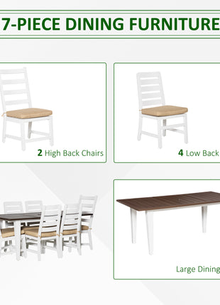 Patio Dining Set for 6, Outdoor Furniture Set with a Table & Chairs, Cushions, Umbrella Hole for Garden, Backyard, or Poolside, Beige