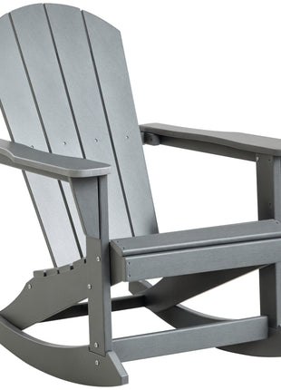 Outdoor Rocking Chair, HDPE Adirondack Porch Rocker Chair for Garden, Patio, Light Gray