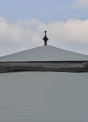 118" x 118" Steel Outdoor Patio Gazebo Canopy with Removable Mesh Curtains, Display Shelves, & Steel Frame, Gray