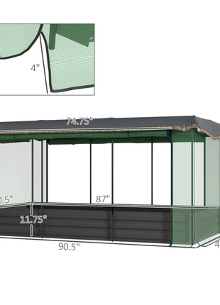 Galvanized Steel Planter Box with Crop Cage and Shade Cloth, Raised Garden Bed for Flowers, Veggies and Herbs, Gray