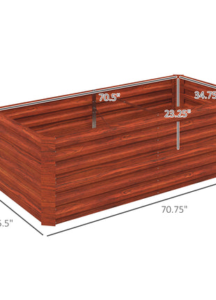 Galvanized Raised Garden Bed, Steel Outdoor Planters with Reinforced Rods, 71" x 36" x 23", Dark Brown