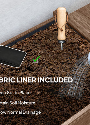 Wood Raised Planter Box, Elevated Garden Bed with Lockable Wheels, Side Tables, Bottom Shelf, Drain Holes, Carbonized