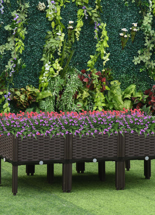 6 Piece Raised Garden Bed with Legs, Planter Box Raised Bed to Grow Flowers, Herbs & Vegetables, Brown