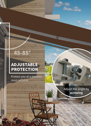 13' x 8' Retractable Awning, Patio Awnings, Sunshade Shelter w/ Manual Crank Handle, UV & Water-Resistant Fabric and Aluminum Frame for Deck, Balcony, Yard, Coffee Brown