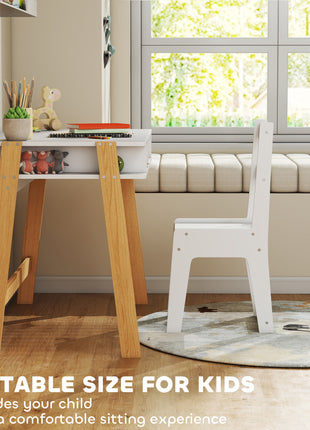 Kids Desk and Chair Set with Storage for Bedroom, School, Gift for Children Ages 3-12, White