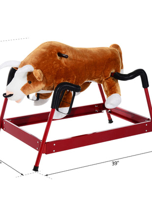 Kids Spring Rocking Horse Rodeo Bull Style with Realistic Sounds for Children over 3 Years Old