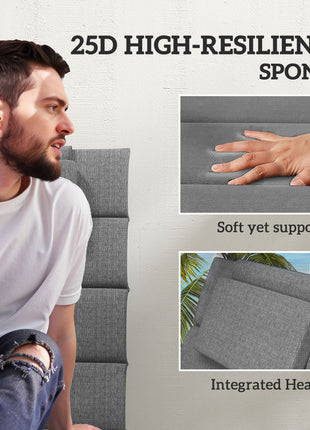 Foldable Chaise Lounge Cushion Set of 2, Outdoor Lounge Chair Cushion Set, UPF50+ 230gsm Olefin, 80" x 26" Charcoal Gray