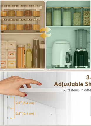 71" Pantry Cabinet, Kitchen Storage Cabinet with Adjustable Shelves, Barn Doors and Drawer for Dining Room, White