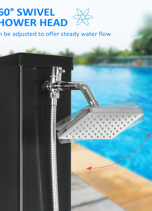 10.6 Gallons Solar Heated Shower with 360 Rotating Rainfall, Handheld Shower Head, Temperature Adjustment & Foot Shower, 2-Section Outdoor Shower for Backyard Poolside Beach Pool Spa, 7ft