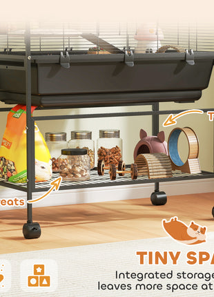 5 Tier Hamster Cage, Rolling Rat Cage with Deep Tray, Storage Shelf, Big Exercise Wheel, Hut, Tube System