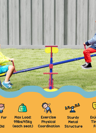 Kids Seesaw Swivel Teeter Totter with 360° Spinning, 4 Seater Seesaw Outdoor Playground Equipment for Backyard, Boys and Girls Aged 3-8 Years Old