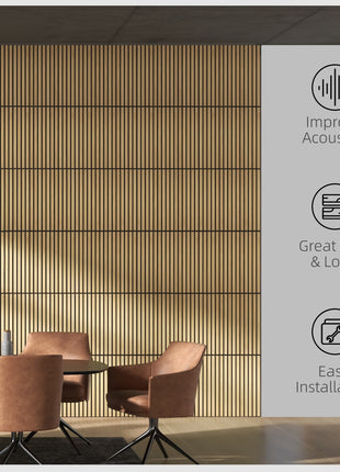 24" x 24" Wood Panels for Wall, 4 Pack Acoustic Panels, Sound Absorbing Slat Wall for Wall Decor, Home, Oak